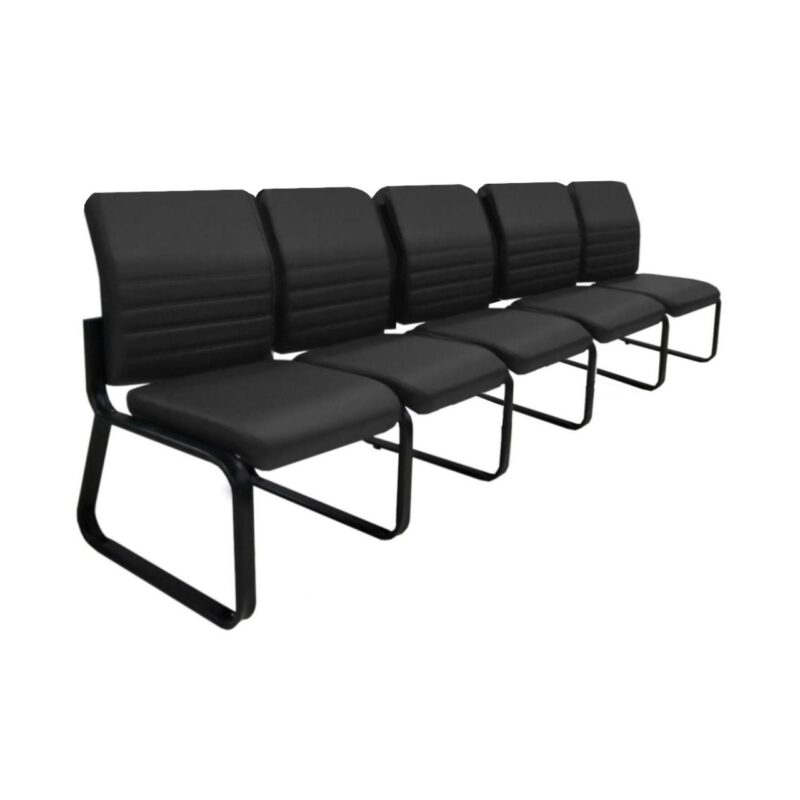 Cadeira Longarina 05 Lugares ESTOFADA – LYON – Cor Preto – 33123 META Móveis para Escritório em Anápolis Longarinas 3