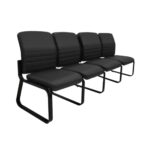 Sofanete para Escritório Estofada com 04 Lugares ESTOFADA – LYON – Cor Preto – 33122 META Móveis para Escritório em Anápolis Longarinas 7