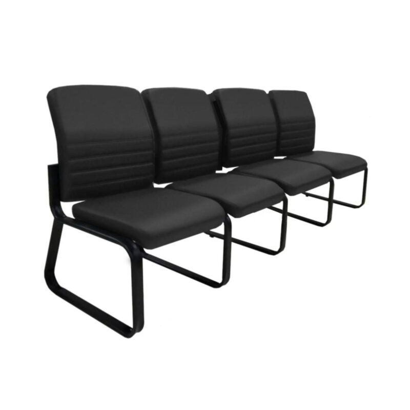 Sofanete para Escritório Estofada com 04 Lugares ESTOFADA – LYON – Cor Preto – 33122 META Móveis para Escritório em Anápolis Longarinas 3