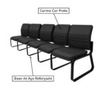 Cadeira Longarina 05 Lugares ESTOFADA – LYON – Cor Preto – 33123 META Móveis para Escritório em Anápolis Longarinas 8