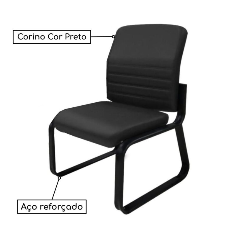 Sofanete para Escritório Estofado 01 lugar – LYON – Cor Preto – 33125 META Móveis para Escritório em Anápolis Longarinas 3