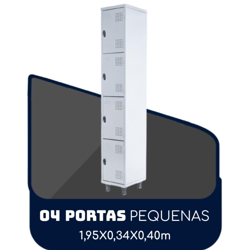 Armário Roupeiro de Aço c/ 04 Portas PEQUENAS 1,95×0,34×0,40m PEQUENAS – SA – CZ/CZ – 14011 META Móveis para Escritório em Anápolis Roupeiro de Aço 2