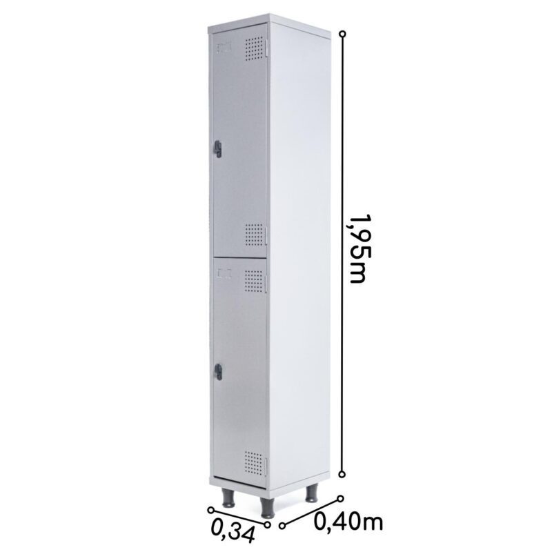 Armário Roupeiro de Aço c/ 02 Portas GRANDES – 1,95×0,34×0,40m – SA – CZ/CZ – 14007 META Móveis para Escritório em Anápolis Roupeiro de Aço 3