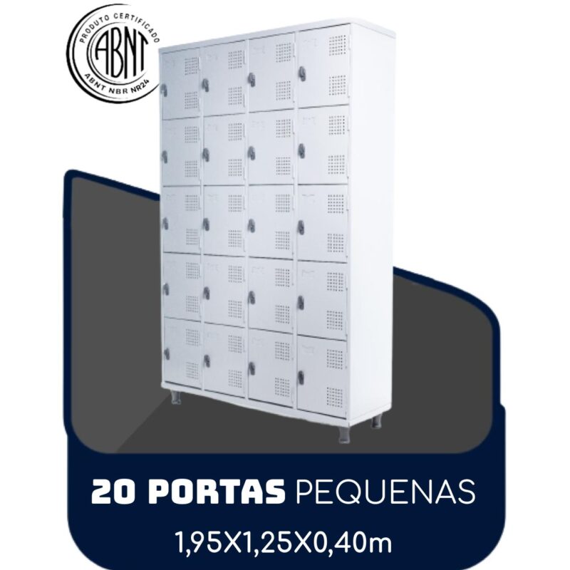 Roupeiro de Aço 20 portas Pequenas – 1,95×1,25×0,40m – CZ/CZ – SA – 14004 META Móveis para Escritório em Anápolis Roupeiro de Aço 2