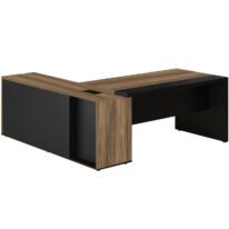 Mesa PRESIDENTE Armário Pedestal 1,82×1,80m NOGAL SEVILHA / PRETO – 20602 META Móveis para Escritório em Anápolis Linha 40 mm