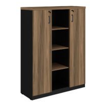 Armário Alto Credenza com Nicho – 1,61×1,20×0,45m NOGAL SEVILHA/PRETO – 21415 META Móveis para Escritório em Anápolis Linha 40 mm