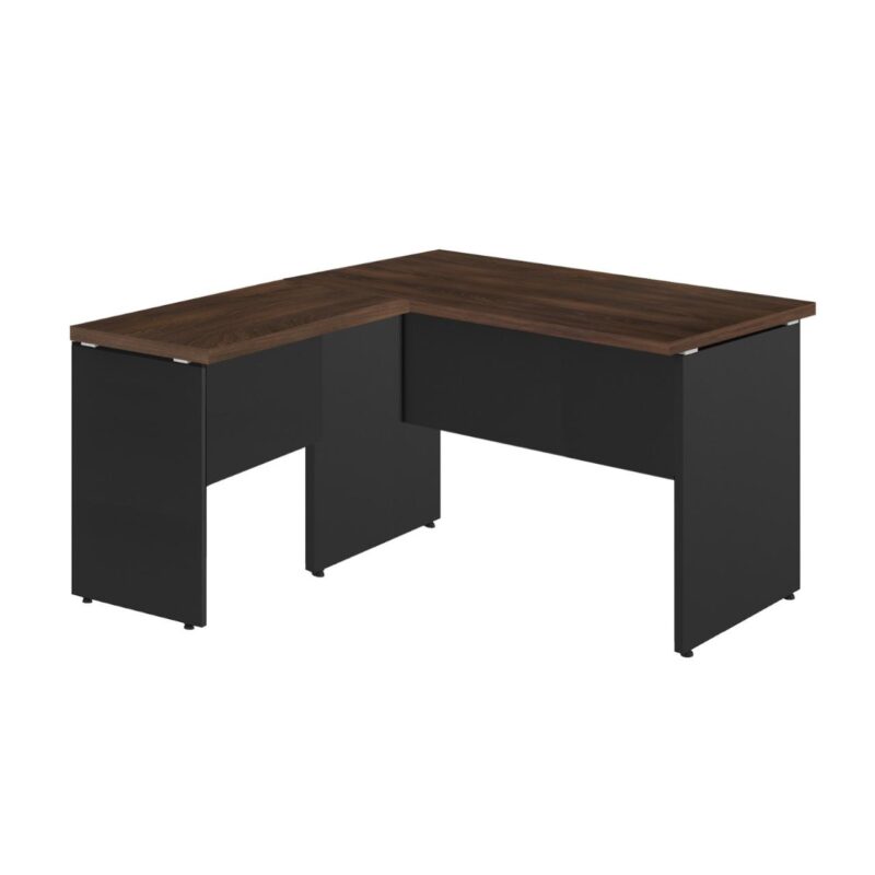 Mesa em L (Mesa 1,35m + Mesa Auxiliar) – S/ Gavetas MARSALA/PRETO – 25422 META Móveis para Escritório em Anápolis Linha 30 mm 2