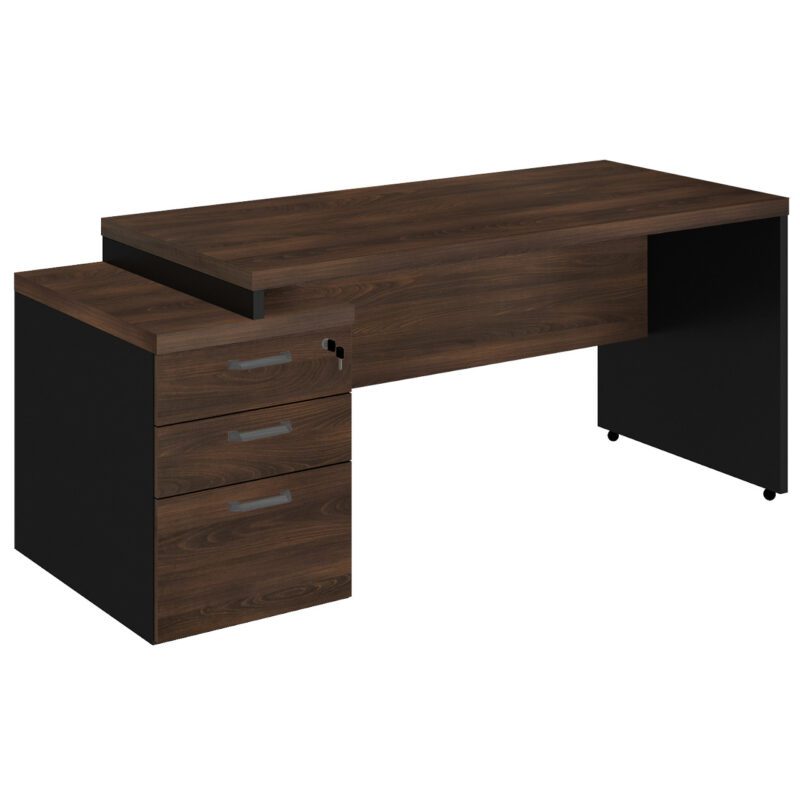 Mesa PEDESTAL RETA (03 Gavetas) 1,92X0,70m Marsala/Preto – 23485 META Móveis para Escritório em Anápolis Linha 30 mm 2