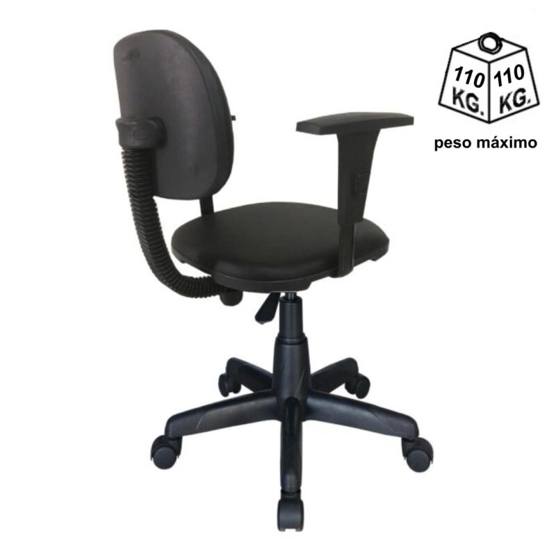Cadeira Secretária Giratória Com Braços Reguláveis Estofada Preta – 31106 META Móveis para Escritório em Anápolis Secretária 4