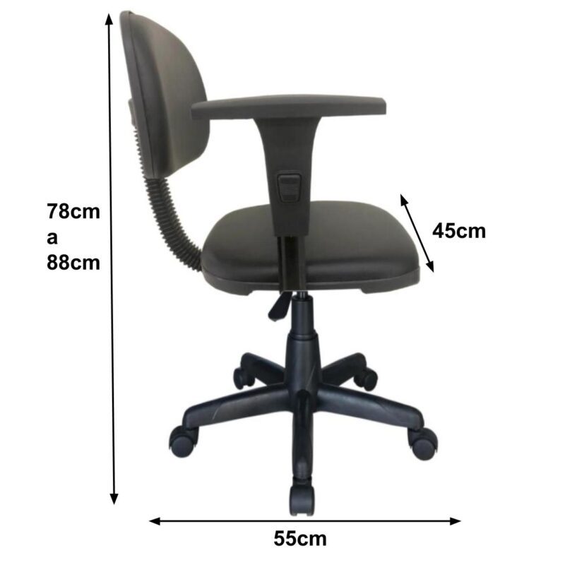 Cadeira Secretária Giratória Com Braços Reguláveis Estofada Preta – 31106 META Móveis para Escritório em Anápolis Secretária 5