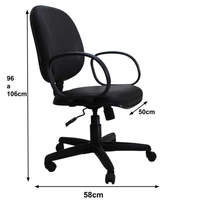 Cadeira Diretor LISA Giratória – Braço Corsa – Corino Preto 30201 META Móveis para Escritório em Anápolis Diretor 4