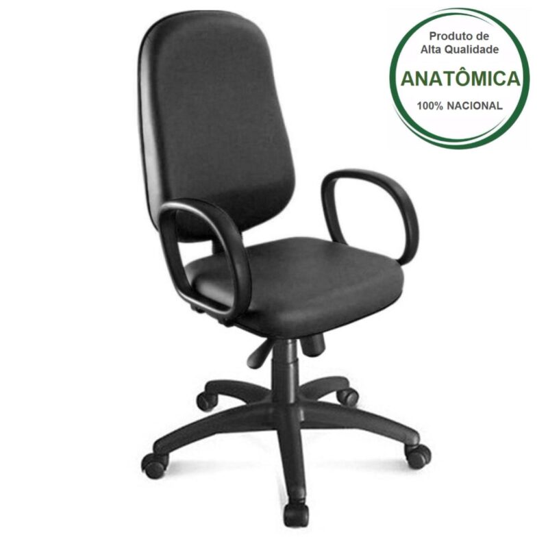 Cadeira Presidente BAIXA LISA ( BRAÇO CORSA ) – COR PRETA 30101 META Móveis para Escritório em Anápolis Presidente 3