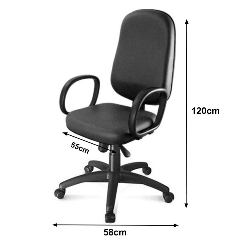 Cadeira Presidente BAIXA LISA ( BRAÇO CORSA ) – COR PRETA 30101 META Móveis para Escritório em Anápolis Presidente 4