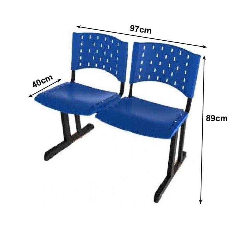 Longarina PLÁSTICA 02 Lugares – Cor AZUL 33072 META Móveis para Escritório em Anápolis Longarinas 3