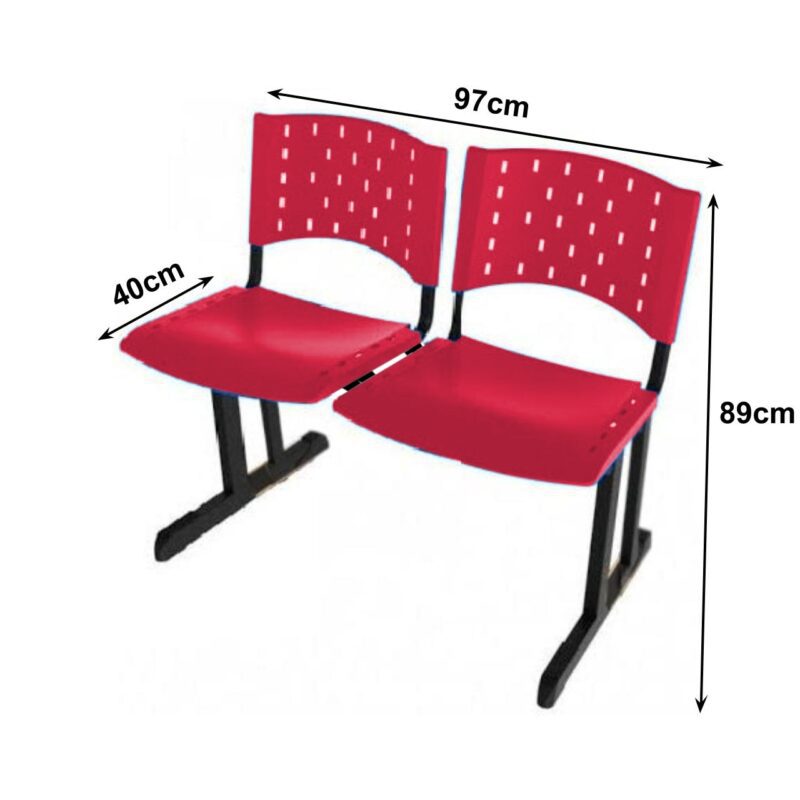 Longarina PLÁSTICA 02 Lugares – Cor VERMELHO 33077 META Móveis para Escritório em Anápolis Longarinas 3