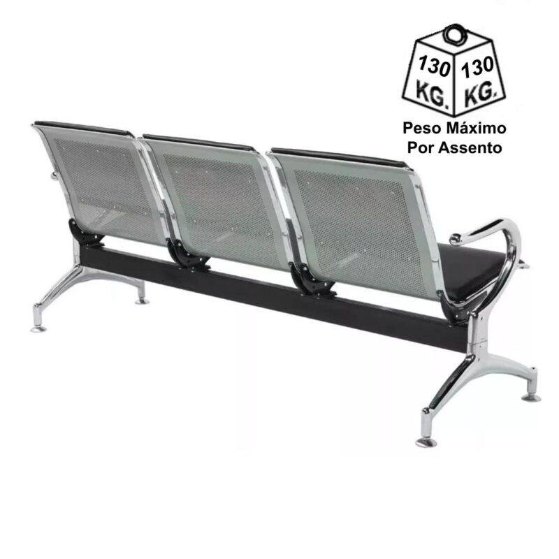 Longarina AEROPORTO ESTOFADA com 03 Lugares – Cor Cromada 33111 META Móveis para Escritório em Anápolis Longarinas 4