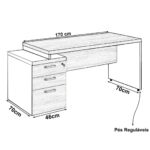 Mesa PEDESTAL RETA (03 Gav.) – 1,92X0,70m NOGAL SEVILHA/PRETO – 21405 META Móveis para Escritório em Anápolis Linha 40 mm 8