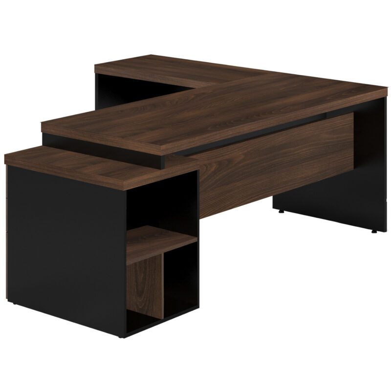 Mesa PEDESTAL com MESA AUXILIAR 1,92×1,60m – Marsala/Preto – 23484 META Móveis para Escritório em Anápolis Linha 30 mm 2