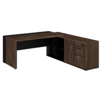 Mesa PRESIDENTE c/ Armário Pedestal – 1,82×1,80m MARSALA / PRETO – 23483 META Móveis para Escritório em Anápolis Linha 30 mm