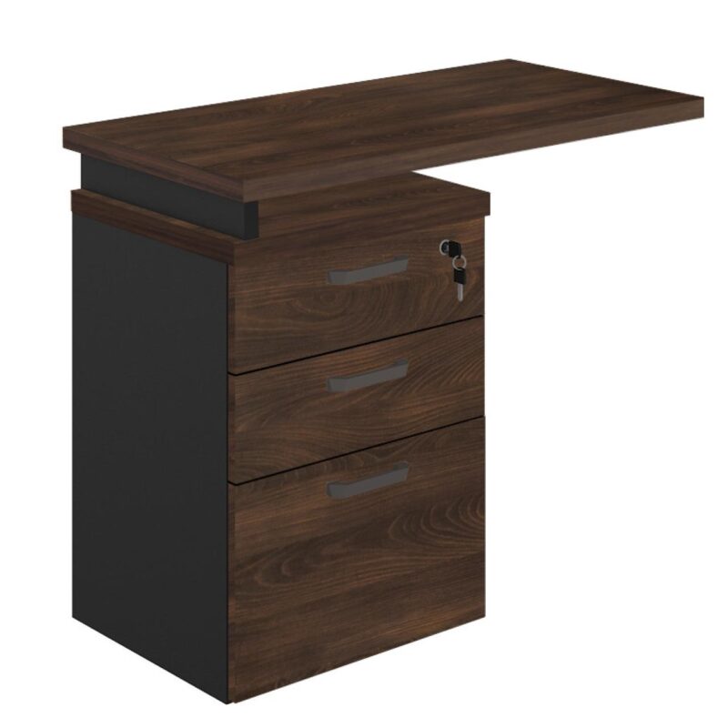 Mesa AUXILIAR c/ 03 Gavetas Pedestal MARSALA/PRETO – 51017 META Móveis para Escritório em Anápolis Linha 30 mm 2