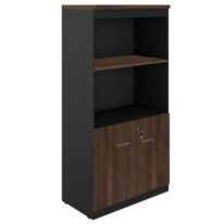 Armário Alto SEMI-ABERTO com 02 Portas – 1,60×0,80×0,45m MARSALA / PRETO – 51014 META Móveis para Escritório em Anápolis Linha 30 mm