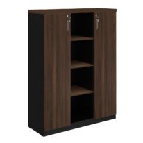 Armário Alto Credenza com Nicho 1,60×1,20×0,45m MARSALA / PRETO – 51018 META Móveis para Escritório em Anápolis Linha 30 mm