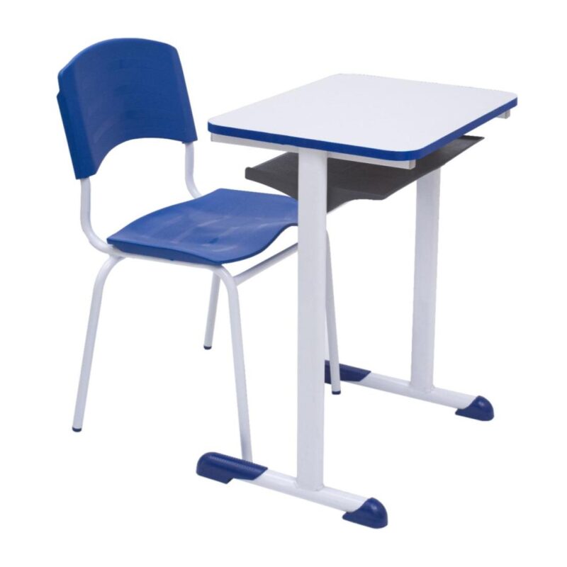 Kit Escolar Individual AZUL – (Mesa e Cadeira) – ADULTO – MADEIRA – COR AZUL – 40095 META Móveis para Escritório em Anápolis Adulto 2