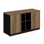 Armário Baixo GOLD Credenza ESPECIAL – 1,60×0,72×0,45m NOGALSEVILHA / PRETO – 23502 META Móveis para Escritório em Anápolis Linha 40 mm 5
