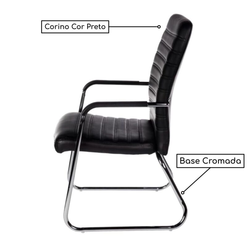 Poltrona para Escritório Interlocutor ATREUS Estofada – Cor Preto – PMD – 32882 META Móveis para Escritório em Anápolis Cadeiras Fixas 5