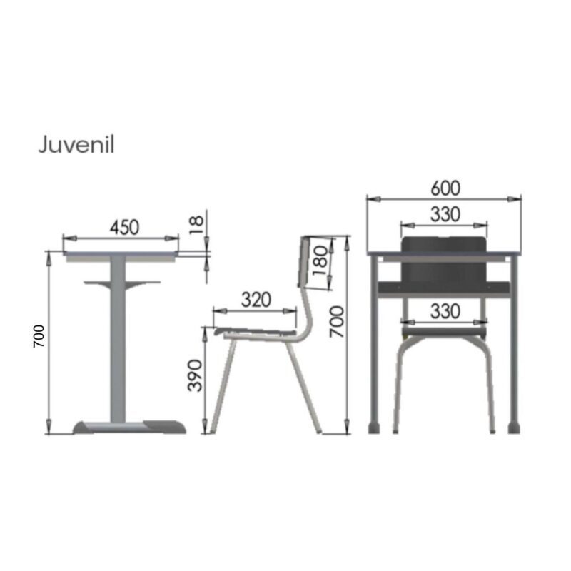 Kit Escolar Individual VERMELHO – (Mesa e Cadeira) – JUVENIL – MADEIRA – COR VERMELHO – 40092 META Móveis para Escritório em Anápolis Conjunto Escolar 5