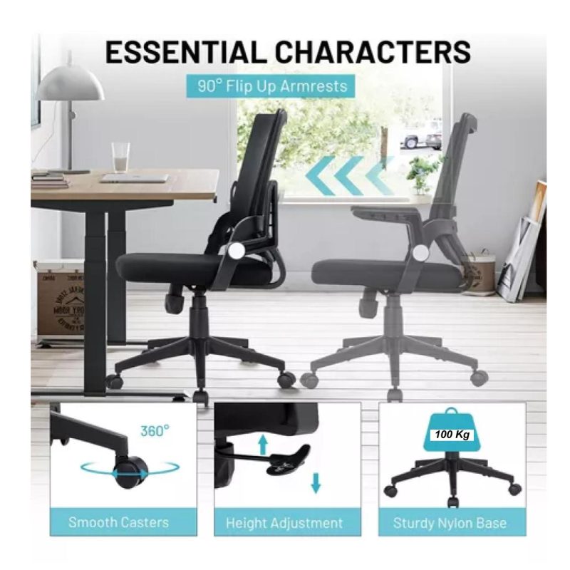 Cadeira de Escritório Diretor Tela DUNA braço ajustável – Cor Preto – 34027 META Móveis para Escritório em Anápolis Cadeira de Tela 7