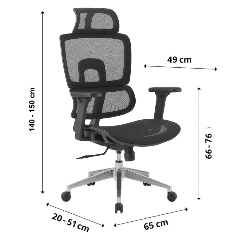 Cadeira de Escritório Presidente Tela ÉVORA – Cor Preto – 30065 META Móveis para Escritório em Anápolis Cadeira de Tela 5