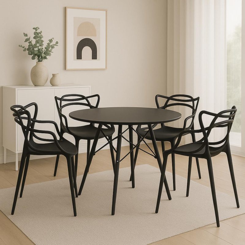 Mesa Residencial Redonda EIFFEL 0,90M – PRETO – 45112 META Móveis para Escritório em Anápolis Linha Eiffel 6