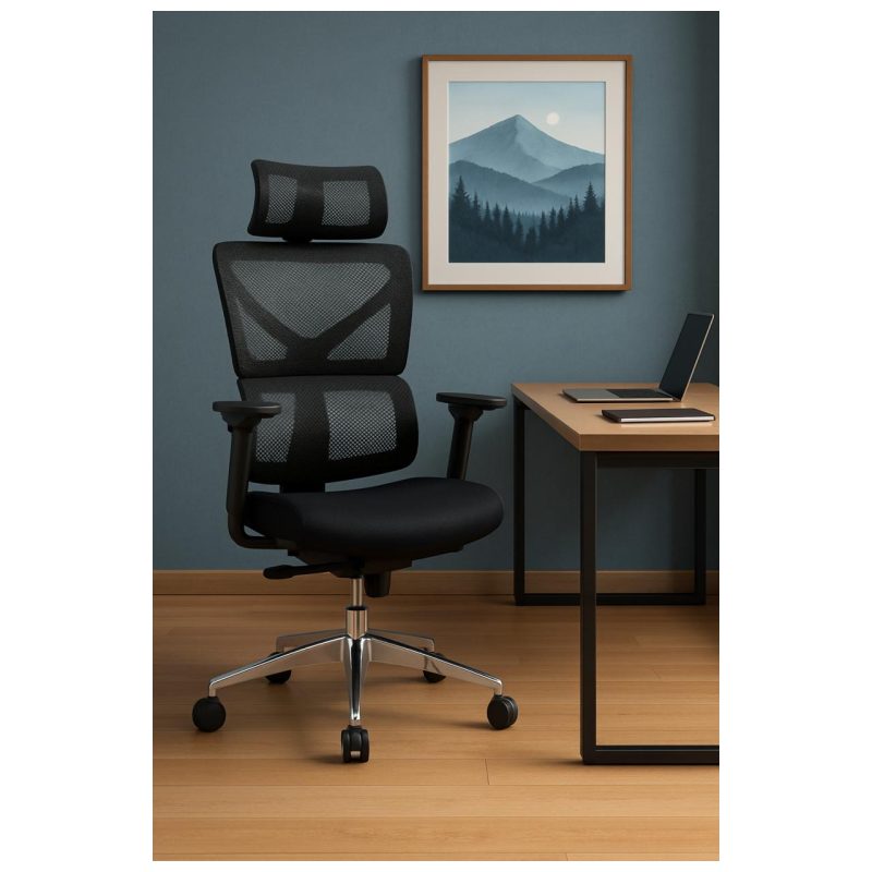 Cadeira de Escritório Presidente Tela TITAN – Cor Preto – 30067 META Móveis para Escritório em Anápolis Cadeira de Tela 9