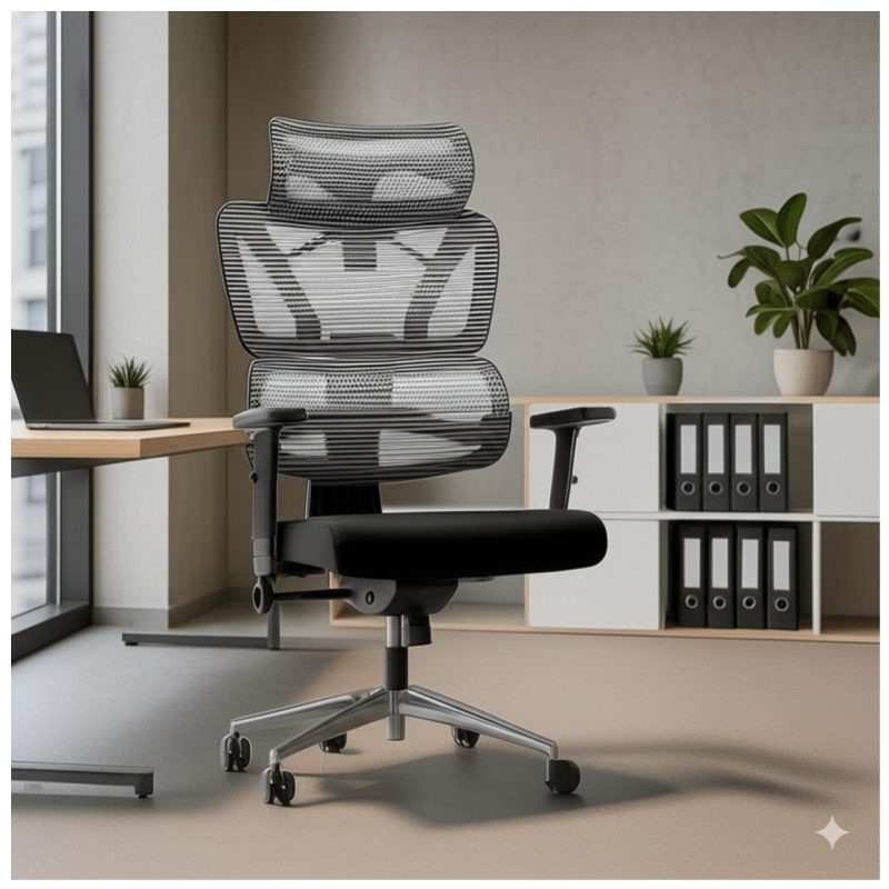 Cadeira de Escritório Presidente Tela ÉDON – Cor Preto – 30066 META Móveis para Escritório em Anápolis Cadeira de Tela 9