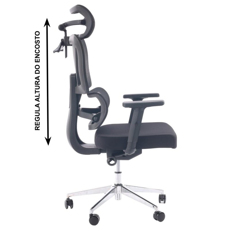 Cadeira de Escritório Presidente Tela ÉDON – Cor Preto – 30066 META Móveis para Escritório em Anápolis Cadeira de Tela 5