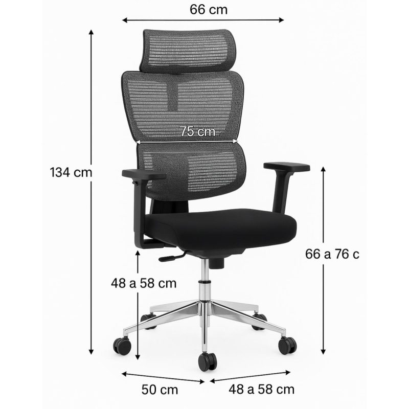 Cadeira de Escritório Presidente Tela ÉDON – Cor Preto – 30066 META Móveis para Escritório em Anápolis Cadeira de Tela 6