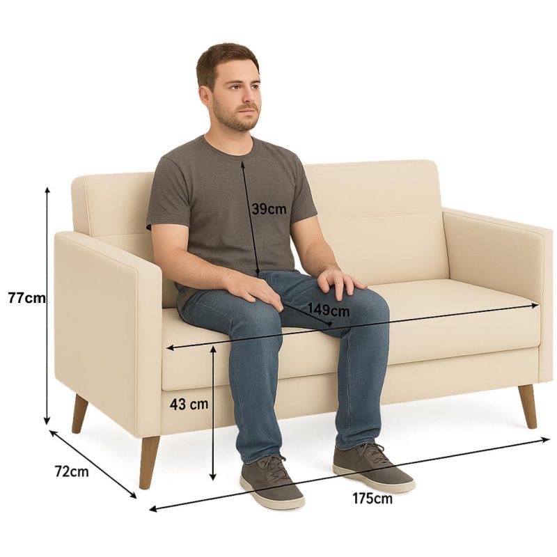 Poltrona para Escritório ROMA 03 Lugar – Corino – Cor NUDE – 60072 META Móveis para Escritório em Anápolis Sofá Escritório 7