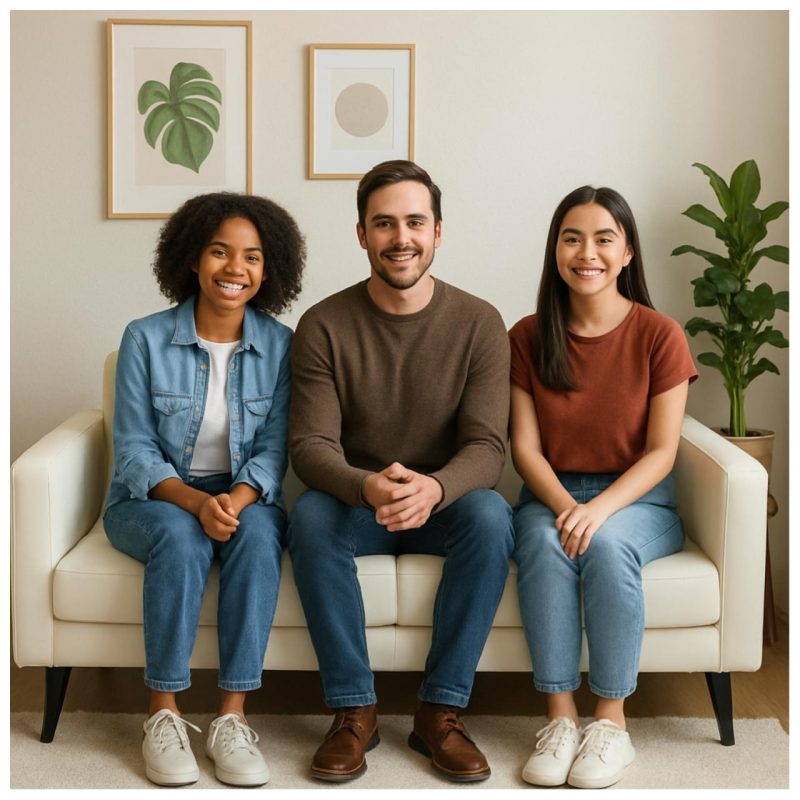 Poltrona para Escritório ROMA 03 Lugar – Corino – Cor NUDE – 60072 META Móveis para Escritório em Anápolis Sofá Escritório 8