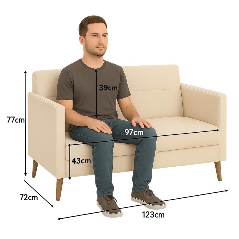 Poltrona para Escritório ROMA 02 Lugar – Corino – Cor NUDE – 60071 META Móveis para Escritório em Anápolis Sofá Escritório 6