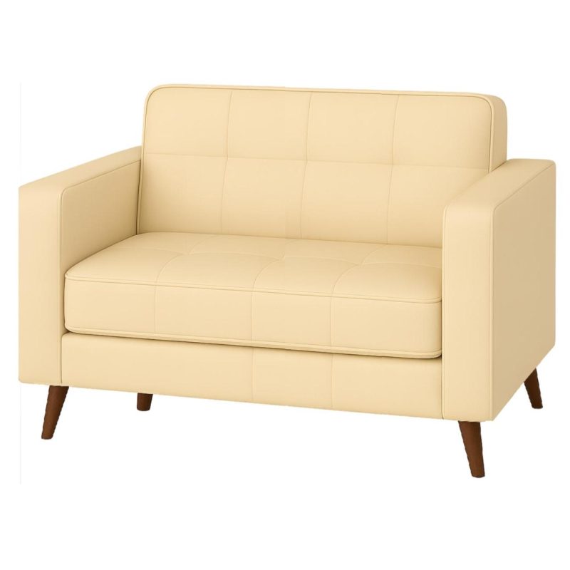 Poltrona para Escritório ROMA 02 Lugar – Corino – Cor AREIA – 60062 META Móveis para Escritório em Anápolis Sofá Roma Areia 2