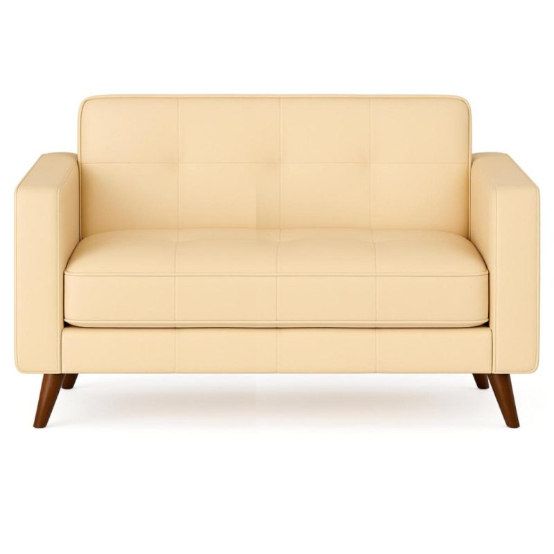 Poltrona para Escritório ROMA 02 Lugar – Corino – Cor AREIA – 60062 META Móveis para Escritório em Anápolis Sofá Roma Areia 3