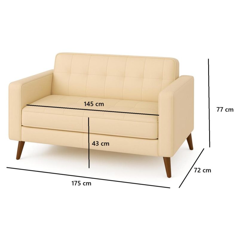 Poltrona para Escritório ROMA 03 Lugar – Corino – Cor AREIA – 60063 META Móveis para Escritório em Anápolis Sofá Roma Areia 7