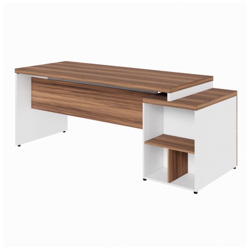 Mesa PEDESTAL RETA (03 Gav.) – 1,92X0,70m – WORKSTART – NOGAL SEVILHA/BRANCO- 34405 META Móveis para Escritório em Anápolis Linha 40 mm Nogal – Branco 3