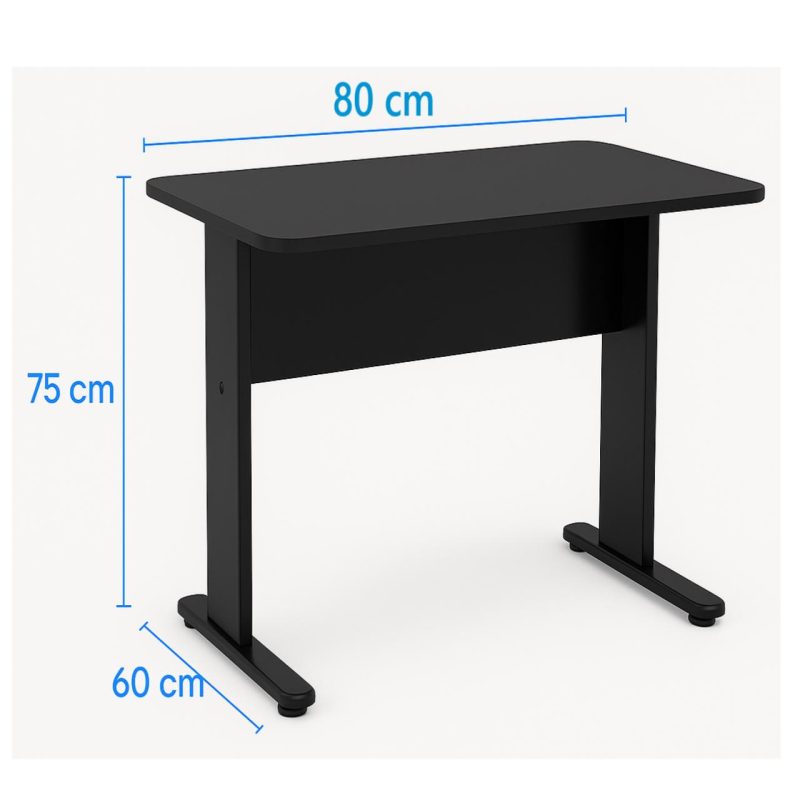 Mesa Escritório 0,80×0,60m – JOB – PRETO/PRETO – 43088 META Móveis para Escritório em Anápolis JOB Preto 15 mm 5