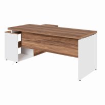 Mesa Diretorzinha c/ Aparador - Pé de MADEIRA - 1,90x1,50m - NOGAL SEVILHA / BRANCO - 34426