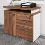 Armário Baixo 03 Gavetas e Porta (MISTO) – NOGAL SEVILHA/BRANCO – 34422 META Móveis para Escritório em Anápolis Linha 40 mm Nogal – Branco 12