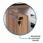 Armário Baixo 03 Gavetas e Porta (MISTO) – NOGAL SEVILHA/BRANCO – 34422 META Móveis para Escritório em Anápolis Linha 40 mm Nogal – Branco 13