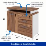 Armário Baixo 03 Gavetas e Porta (MISTO) – NOGAL SEVILHA/BRANCO – 34422 META Móveis para Escritório em Anápolis Linha 40 mm Nogal – Branco 17