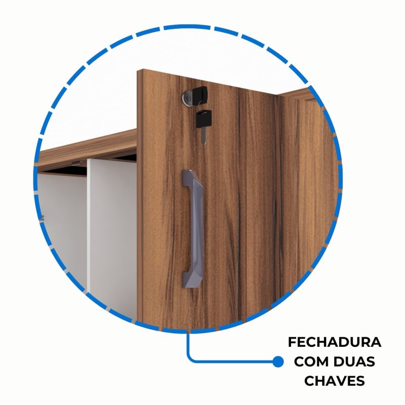 Armário Alto Credenza com Nicho – 1,61×1,20×0,45m – NOGAL SEVILHA/BRANCO- 34415 META Móveis para Escritório em Anápolis Linha 40 mm Nogal – Branco 5